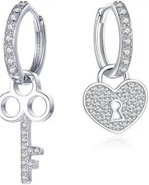 Key Lock Earrings S925 Sterling Silver Platinum-plated Simple Earrings CE577