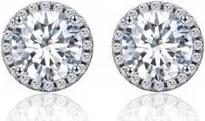 Zircon Earrings Sterling Silver Simple Girls Earrings SCE358