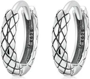 S925 Sterling Silver Snake Texture Ear Buckle Women Earrings Snake Texture