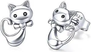 Cat Earrings S925 Sterling Silver Simple Personality Earrings Ladies Earrings SCE450
