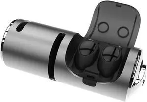 3 in 1 TWS Mini Waterproof Bluetooth 4.2 Wireless Earphone + Audio + Charging Box (Black Silver)
