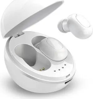 A10 TWS Space Capsule Shape Wireless Bluetooth Earphone with Magnetic Charging Box & Lanyard, Support HD Call & Automatic Pairing Bluetooth (White)