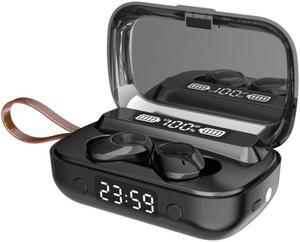 A13 TWS CVC8.0 and DSP Dual Noise Cancelling Touch Bluetooth Earphone with Charging Box, Support LED Digital Display & Clock & Flashlight & HD Call & Siri & Power Bank (Black)