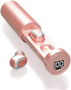 C1 Bluetooth 5.0 TWS Circular Chimney Touch Digital Display True Wireless Bluetooth Earphone with Charging Box (Pink)