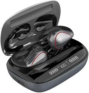 T20 TWS Bluetooth 5.0 Touch Wireless Bluetooth Earphone with Three LED Battery Display & Charging Box, Support Call & Voice Assistant(Black) (Gun Gray)