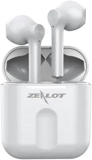 ZEALOT T2 Bluetooth 5.0 TWS Wireless Bluetooth Earphone with Charging Box, Support Touch & Call & Power Display (White)