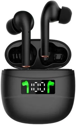 J3 Pro TWS Hifi Wireless Bluetooth 5.2 Earphone LED Display Waterproof Sports Gaming Headset Noise Earbuds (Black)