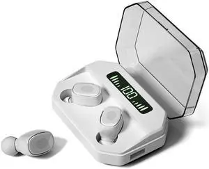 M8 Bluetooth 5.0 TWS Touch Digital Display True Wireless Bluetooth Earphone with Charging Box (White)