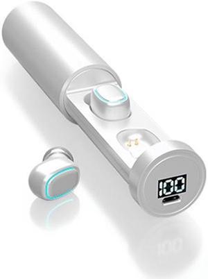 C1 Bluetooth 5.0 TWS Circular Chimney Touch Digital Display True Wireless Bluetooth Earphone with Charging Box (White)
