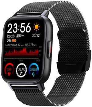 QS16Pro 1.69-Inch Health Monitoring Waterproof Smart Watch, Supports Body Temperature Detection, Color: Black Steel Black Steel