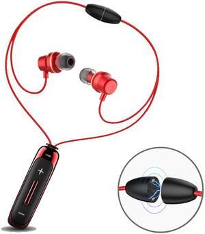 BT315 Sport Bluetooth Headset Wireless Stereo Earphone Bluetooth 4.1 Earpiece With Mic Sport Bass Magnetic Necklace Earpiece (Red)