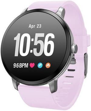 V11 Smartwatch Real-time Heart Rate Blood Pressure Monitor Multi-sport mode Breathing Light Smart Watch for Android IOS Phone (Pink Silicone)