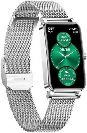 ZX19 1.45 inch HD Screen Bluetooth 5.0 IP68 Waterproof Women Smart Watch, Support Sleep Monitor / Menstrual Cycle Reminder / Heart Rate Monitor / Blood Oxygen Monitoring, Style: Steel Strap