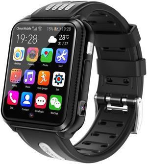 H1 1.54 inch Full-fit Screen Dual Cameras Smart Phone Watch, Support SIM Card / GPS Tracking / Real-time Trajectory / Temperature Monitoring(Black Blue) (Black Grey)