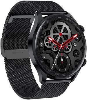 AK32 1.36 inch IPS Touch Screen Smart Watch, Support Bluetooth Calling/Blood Oxygen Monitoring,Style: Steel Watch Band Steel Watch Band(Black) (Black)