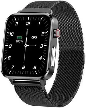 E86 1.7 inch TFT Color Screen IP68 Waterproof Smart Watch, Support Blood Oxygen Monitoring / Body Temperature Monitoring / AI Medical Diagnosis, Style: Steel Strap Steel Strap(Black) (Black)