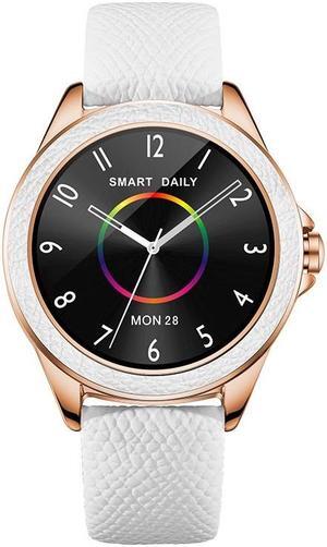M6009 Glitter Leather Strap Fashion Smart Watch for Women, Support Heart Rate Monitoring & Pedometer & Sleep Monitoring & Calories (Silver)