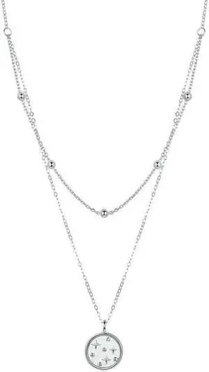S925 Sterling Silver Platinum Plated Necklace Double Layer Small Star Light Silver Necklace SCN365