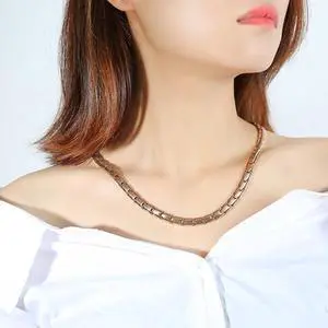 CNC-007 Magnetic Titanium Steel Necklace Jewelry CNC-007(Rose Gold) (Rose Gold)