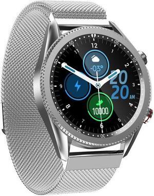 M98 1.28 inch IPS Color Screen IP67 Waterproof Smart Watch, Support Sleep Monitor / Heart Rate Monitor / Bluetooth Call, Style:Steel Strap (Silver)