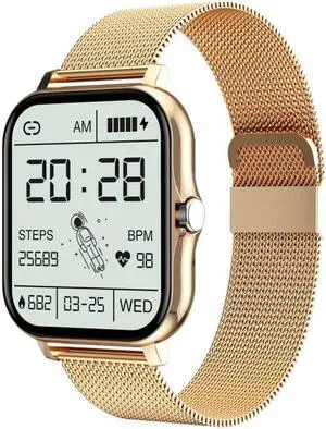 GT20 1.69 inch TFT Screen IP67 Waterproof Smart Watch, Support Music Control / Bluetooth Call / Heart Rate Monitoring / Blood Pressure Monitoring, Style:Steel Strap Steel Strap (Gold)
