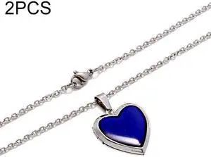 2 PCS MN4008 Heart Photo Box Pendant Temperature Sensitive Discoloration Necklace Jewelry
