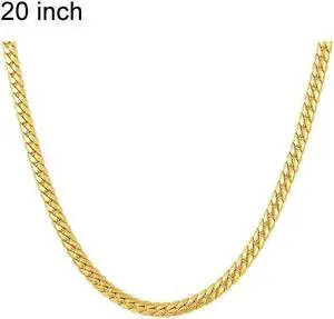 2 PCS 5mm Full Sideways Gold Plated Necklace Fashion Jewelry, Specification: 20 inch (50cm) 20 inch (50cm)