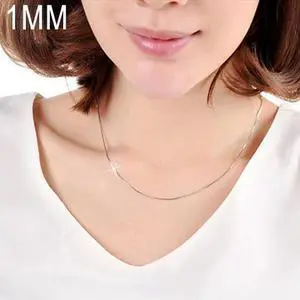 1MM Personality Fashion Silver Plated Snake Bone Chain(Silver length:26 inch)