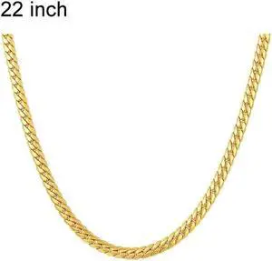 2 PCS 5mm Full Sideways Gold Plated Necklace Fashion Jewelry, Specification: 22 inch (55cm) 22 inch (55cm)