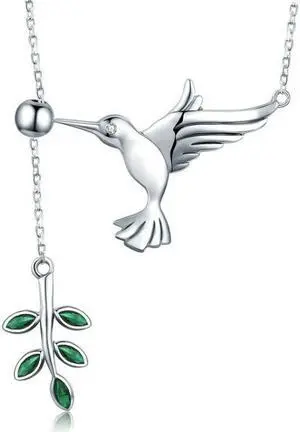 Hummingbird Greetings S925 Sterling Silver Necklace Zirconia Necklace SCN217