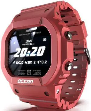 Lokmat OCEAN 1.14 inch TFT Touch Screen IP68 Waterproof Smart Watch, Support Information Reminder / Sleep Monitor / Sport Record (Wine Red)