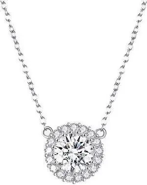 Platinum Plated Zircon Necklace S925 Sterling Silver Simple Female Necklace SCN345