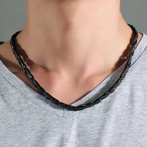 CNC-004 Thick Necklace Magnet Men Necklace Jewelry CNC-004(Golden) (Golden)
