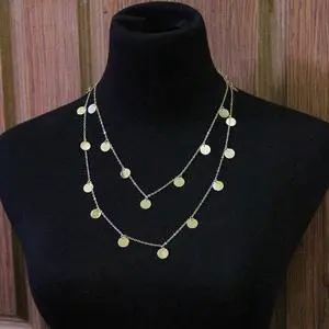 Women Fashion Wafer Long Necklace (Gold)