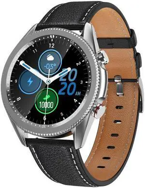 M98 1.28 inch IPS Color Screen IP67 Waterproof Smart Watch, Support Sleep Monitor / Heart Rate Monitor / Bluetooth Call, Style:Leather Strap Leather Strap(Silver) (Silver)