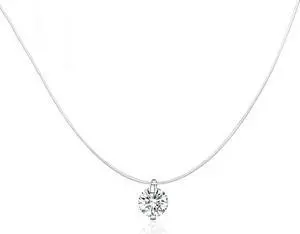 Invisible Fish Line Necklace Zircon Pendant S925 Sterling Silver Necklace SCN332