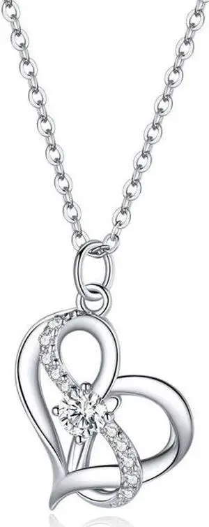 S925 Sterling Silver Heart To Heart Women Nacklace Jewelry