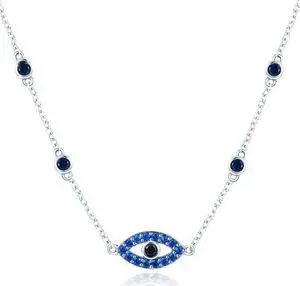 Magic Eye S925 Sterling Silver Necklace Ladies Blue Eye Inlaid Zircon Necklace SCN300