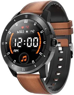 MX12 1.3 inch IPS Color Screen IP68 Waterproof Smart Watch, Support Bluetooth Call / Sleep Monitoring / Heart Rate Monitoring, Style: Leather Strap (Black Brown)