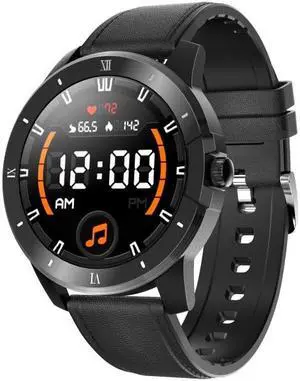 MX12 1.3 inch IPS Color Screen IP68 Waterproof Smart Watch, Support Bluetooth Call / Sleep Monitoring / Heart Rate Monitoring, Style: Leather Strap Leather Strap (Black)
