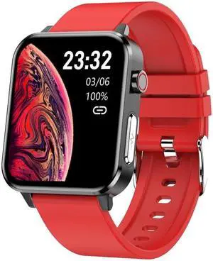 E86 1.7 inch TFT Color Screen IP68 Waterproof Smart Watch, Support Blood Oxygen Monitoring / Body Temperature Monitoring / AI Medical Diagnosis, Style: TPU Strap TPU Strap(Red) (Red)