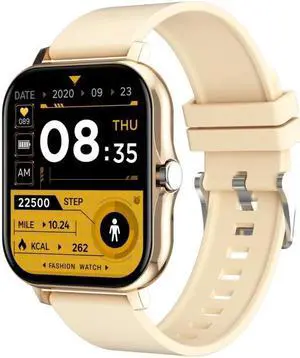 GT20 1.69 inch TFT Screen IP67 Waterproof Smart Watch, Support Music Control / Bluetooth Call / Heart Rate Monitoring / Blood Pressure Monitoring, Style:Silicone Strap Silicone Strap (Gold)