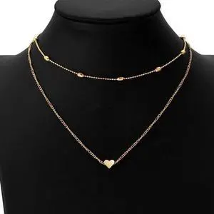 Jewelry Vintage Simple Copper Heart Multi - Layer Clavicle Necklace Wholesale Necklace (gold) Gold
