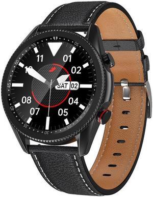 M98 1.28 inch IPS Color Screen IP67 Waterproof Smart Watch, Support Sleep Monitor / Heart Rate Monitor / Bluetooth Call, Style:Leather Strap Leather Strap(Black) (Black)
