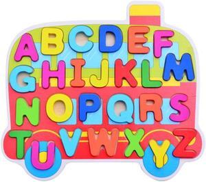 Children Puzzle Toys Nursery Cartoon Hand Grab Board Wooden Plywood Jigsaw Puzzle for Children Digital Alphabet Cognition (Letter)
