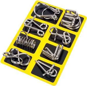 8pcs /Set Intelligence Unlocking Kids Puzzle Nine Links Toys, Size:A Model Yellow