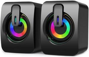 A2 USB 2.0 Wire-controlled Illuminated Mobile Phone Computer Mini Desktop Speaker(Black)