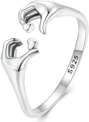 SCR902 Sterling Silver S925 Heart Gesture Opening Romantic Ring SCR902