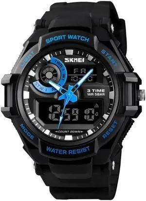 SKMEI 1357 Mens Multifunctional Sports Digital Watch Student Waterproof Watch (Blue)