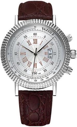 406 YAZOLE Men Fashion Business Leather Band Quartz Wrist Watch (Style 2)